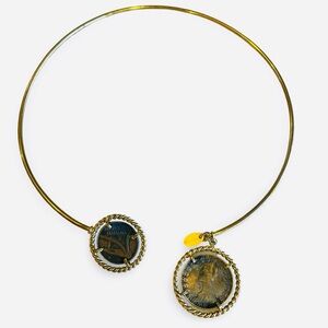 Bellezza 18k Gold Over Bronze Italian Coin Torque Necklace